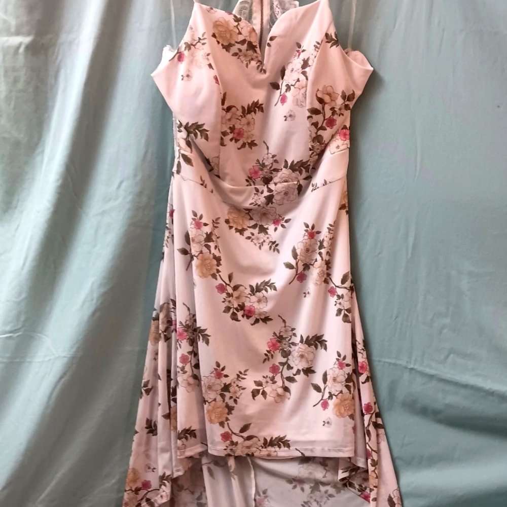 NO Boundries peach floral dress lace back plus size 2xl